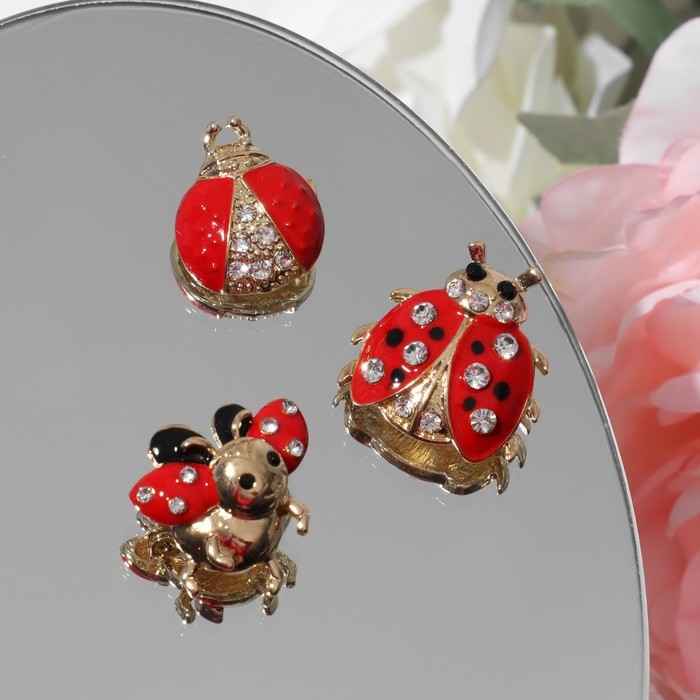 Брошь «Божья коровка» форма МИКС, цвет красно-чёрный в золоте (неделимая фасовка 12 шт., цена за шт.) Брошь «Божья коровка» форма МИКС, цвет красно-чёрный в золоте (неделимая фасовка 12 шт., цена за шт.)