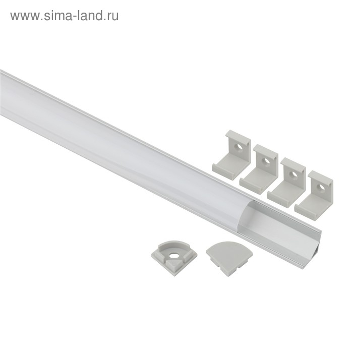 Алюминиевый профиль угловой ЭРА, 2 м, 16x16 мм, матовый круглый расс., крепление Алюминиевый профиль угловой ЭРА, 2 м, 16x16 мм, матовый круглый расс., крепление