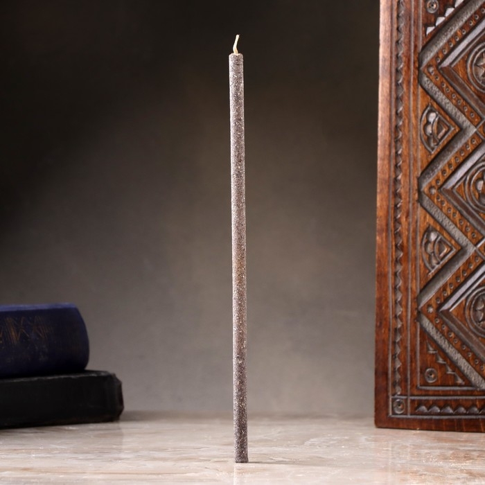 Свеча магическая медовая с цветами черной мальвы для очищения кармы  Свеча магическая медовая с цветами черной мальвы для очищения кармы "Карма-light", 12 шт