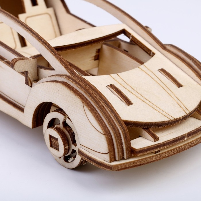 Конструктор из дерева «Спортивная машина», 19,1х8,1х5,8 см, в комплекте краски, кисточка и наждачная бумага Конструктор из дерева «Спортивная машина», 19,1х8,1х5,8 см, в комплекте краски, кисточка и наждачная бумага