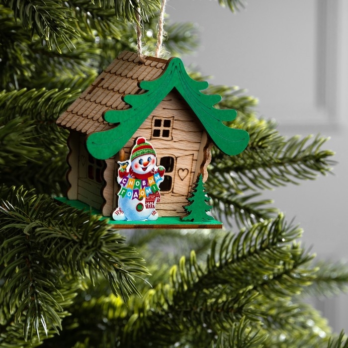 Подвеска световая Подвеска световая "Дом снеговика", 9х5х8.5 см, 1 LED, AG10x3 (в компл.), свечение тёплое белое