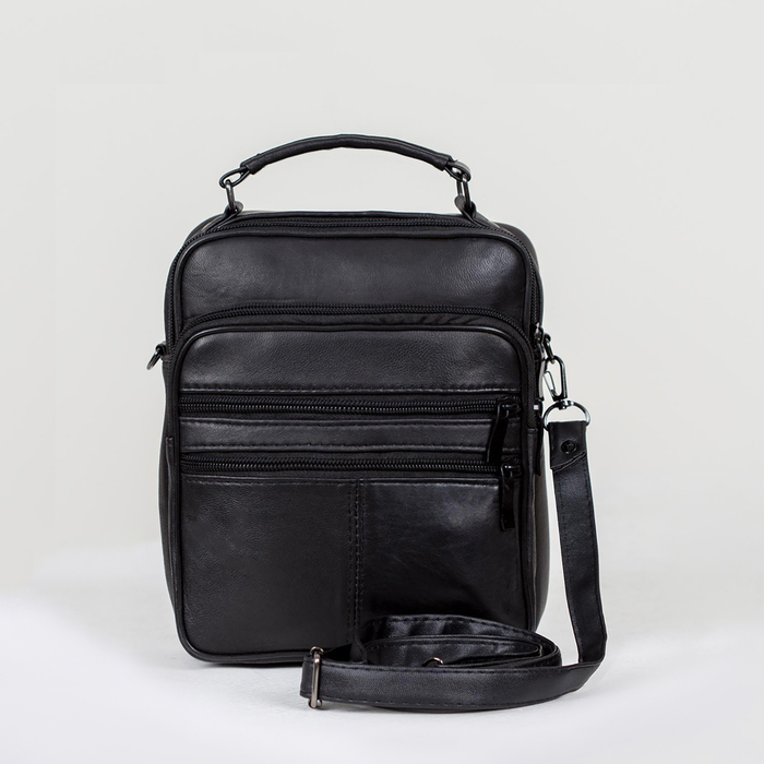 Сумка мужская на молниях, длинный ремень, цвет чёрный Сумка мужская на молниях, длинный ремень, цвет чёрный