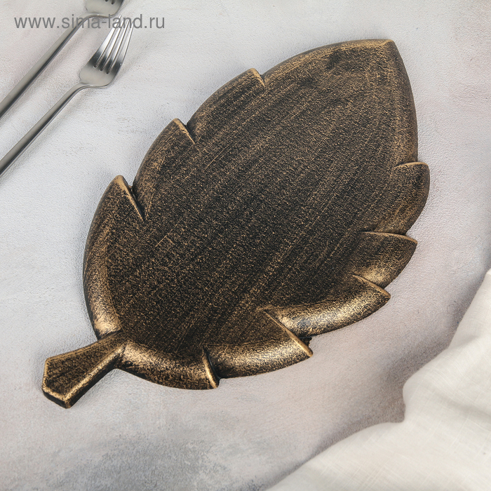 Блюдо для фруктов Доляна «Винтажный лист», 38×20,5×1,5 см, цвет бронзовый Блюдо для фруктов Доляна «Винтажный лист», 38×20,5×1,5 см, цвет бронзовый