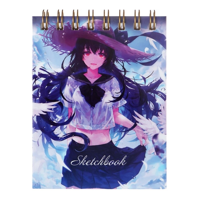 Скетчбук А6, 80 листов на гребне по короткой стороне Скетчбук А6, 80 листов на гребне по короткой стороне "Аниме", твёрдая обложка, блок 100 г/м²