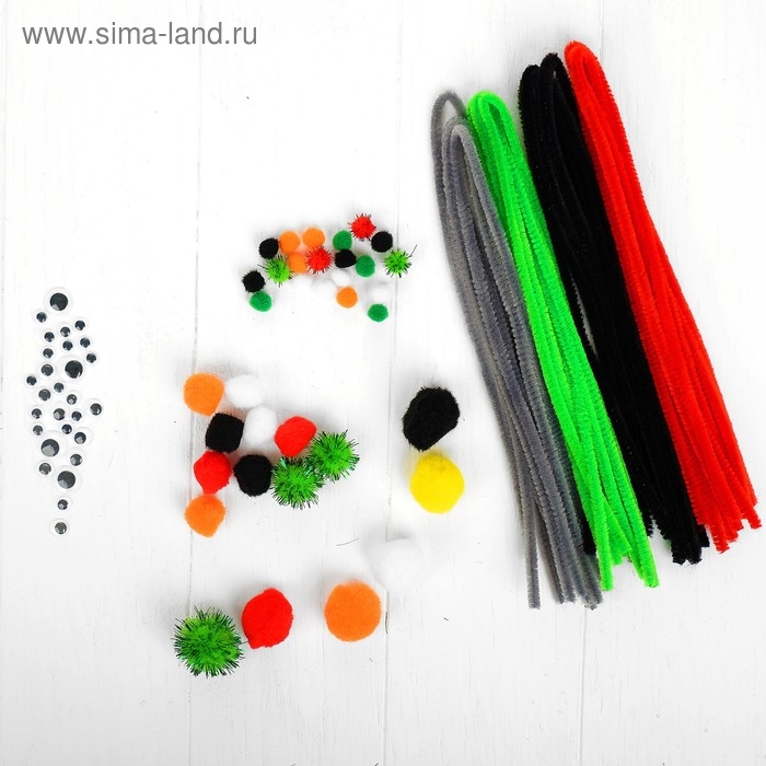 Набор для творчества из проволоки с ворсом, помпонов, глаз №11, цвет МИКС Набор для творчества из проволоки с ворсом, помпонов, глаз №11, цвет МИКС