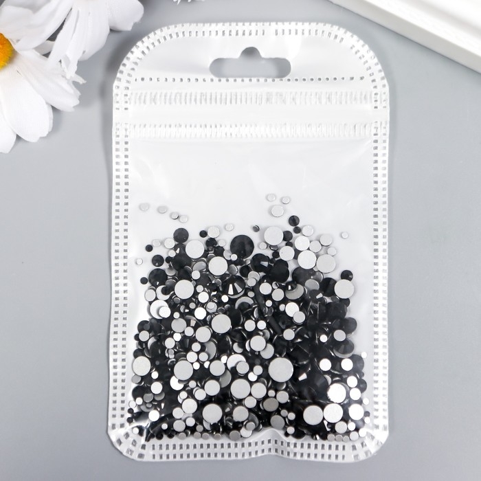 Декор для творчества стекло Декор для творчества стекло "Стразы усечённый конус. Чёрные" d=1,5-6,5 мм набор 1000 шт