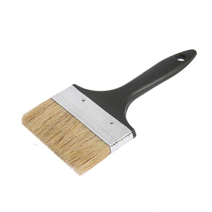 Кисть плоская ЛОМ, натуральная щетина, пластиковая рукоятка, 4 Кисть плоская ЛОМ, натуральная щетина, пластиковая рукоятка, 4", 100 мм