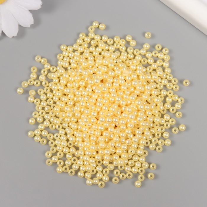Набор бусин Набор бусин "Жемчуг" d 4 мм, 250 гр, светло-желтый
