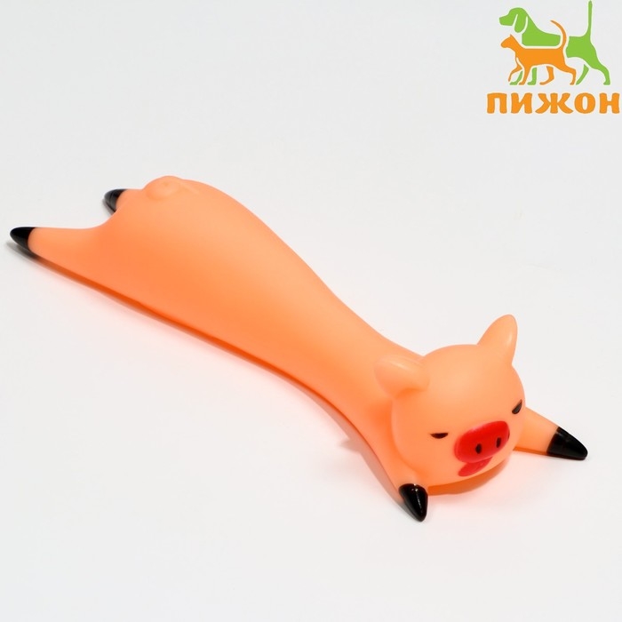Игрушка пищащая  Игрушка пищащая "Свинья на отдыхе" для собак, 14,5 х 5 см, бежевая