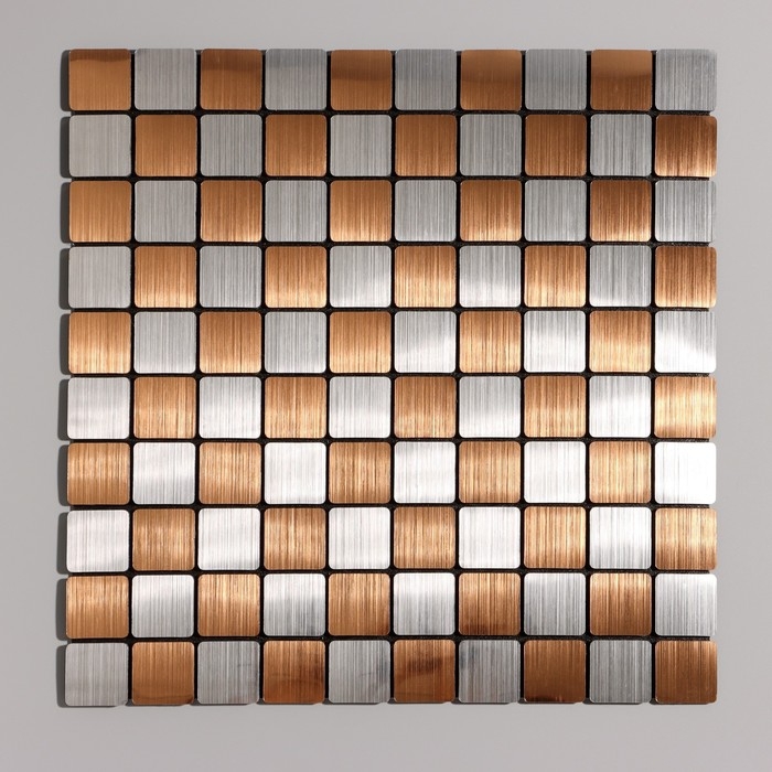 Панель самоклеящаяся 30*30см мягкая, клетка медно-серебристая Панель самоклеящаяся 30*30см мягкая, клетка медно-серебристая