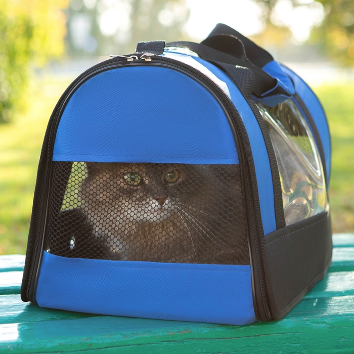 Сумка - переноска для животных Сумка - переноска для животных "Панорамная", с окном, 46 х 28,5 х 30 см, синяя