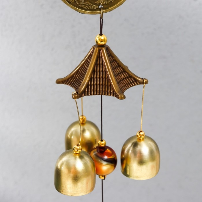 Музыка ветра металл Музыка ветра металл "Дракон на монете" 3 колокольчика 45 см