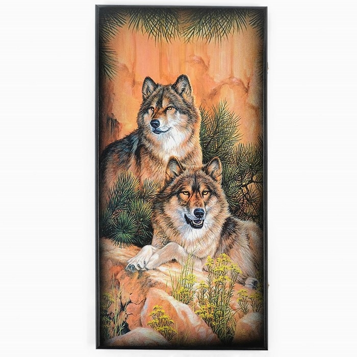 Нарды деревянные большие, настольная игра Нарды деревянные большие, настольная игра "Волки", 60 х 60 см, с шашками