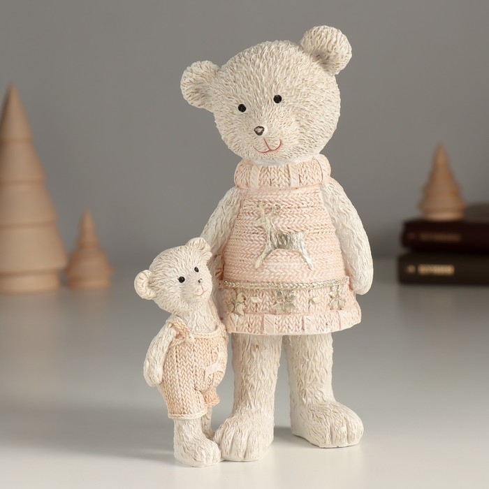Сувенир полистоун Сувенир полистоун "Мишка с малышом в розовых свитерах" 9х7х16 см