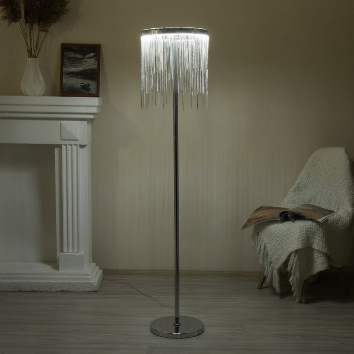 Торшер "Цепи" LED 19Вт серебро 30х30х154см