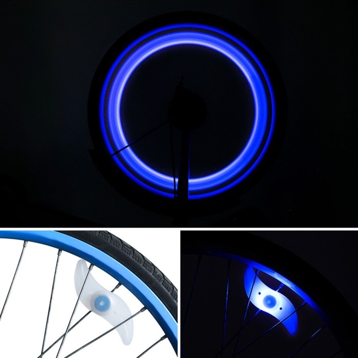 Фонарь велосипедный на спицу, водонепроницаемый, 1 диод, 12.5 х 3.5 х 2 см, 2 шт, синий Фонарь велосипедный на спицу, водонепроницаемый, 1 диод, 12.5 х 3.5 х 2 см, 2 шт, синий