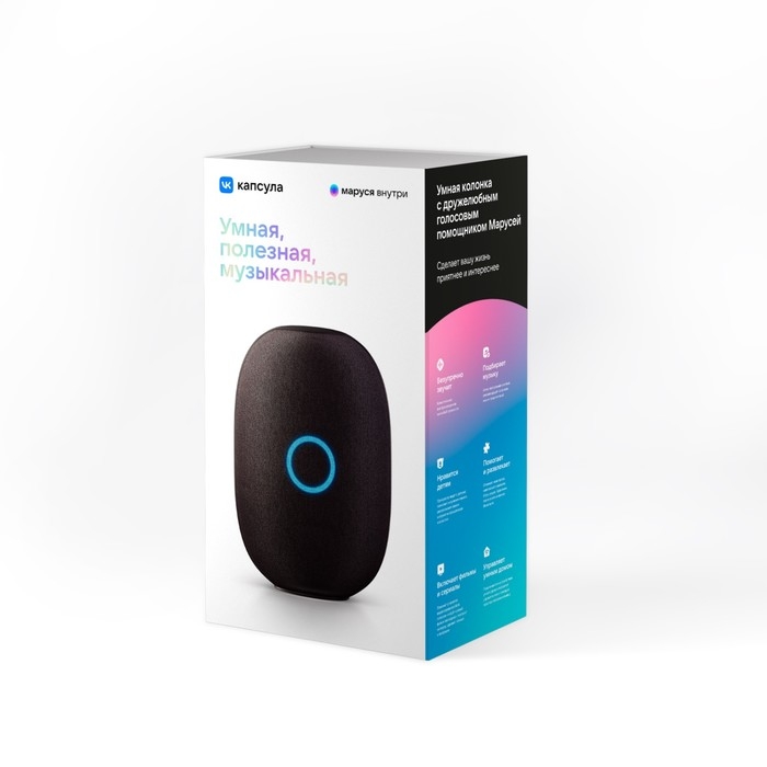 Умная колонка VK Капсула (MRC01BL), голосовой помощник Маруся, 30 Вт, Wi-Fi, BT 5.0, черная Умная колонка VK Капсула (MRC01BL), голосовой помощник Маруся, 30 Вт, Wi-Fi, BT 5.0, черная