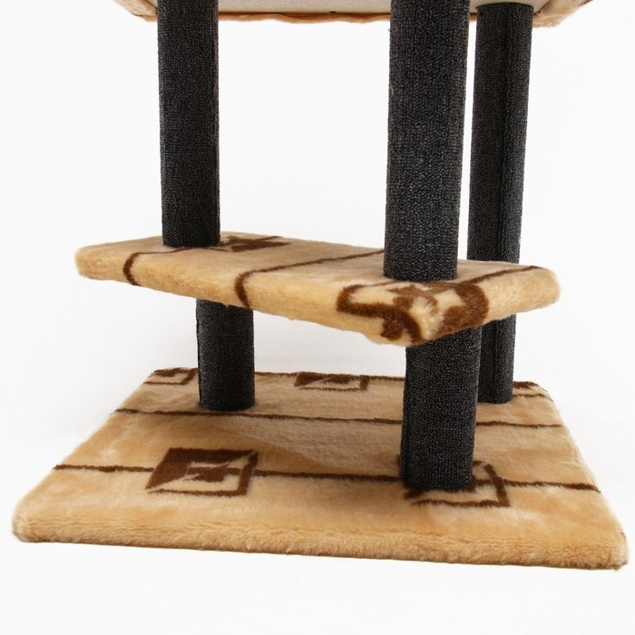 Комплекс для кошек с когтеточкой  Комплекс для кошек с когтеточкой "Лестница", 56 х 52 х 140 см, ковролин, микс цветов