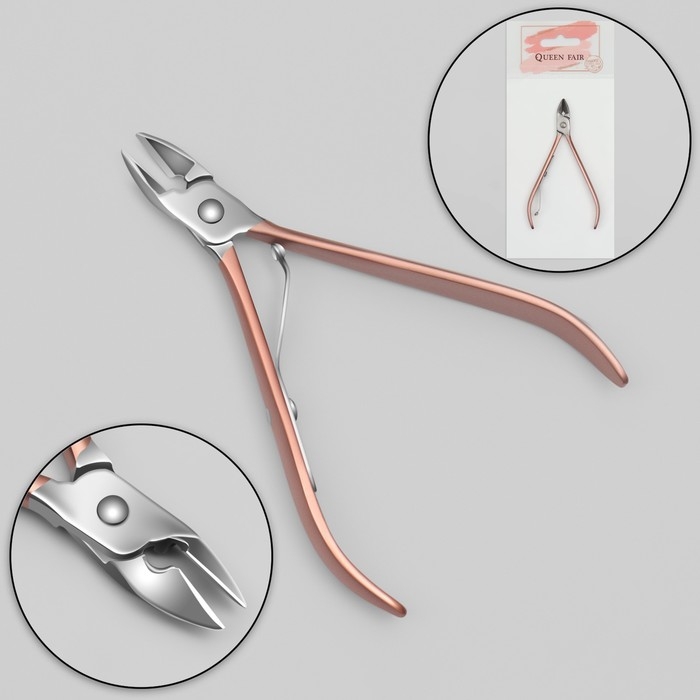 Кусачки маникюрные для кутикулы,10 см, длина лезвия - 9 мм, цвет серебристый/розовое золото Кусачки маникюрные для кутикулы,10 см, длина лезвия - 9 мм, цвет серебристый/розовое золото