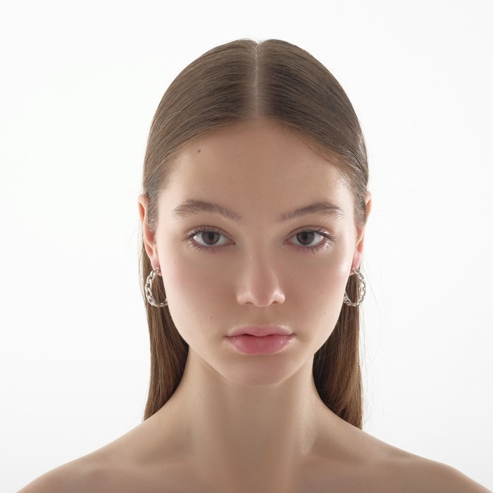 Серьги-кольца «Цепи» малые, d=2,2, цвет серебро Серьги-кольца «Цепи» малые, d=2,2, цвет серебро