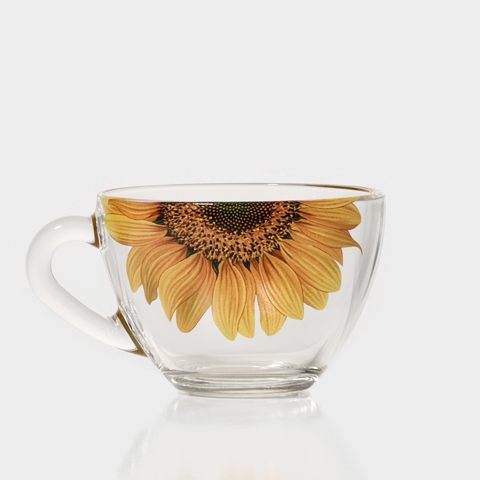 Чайная пара стеклянная «Живая природа. Подсолнух», 250 мл