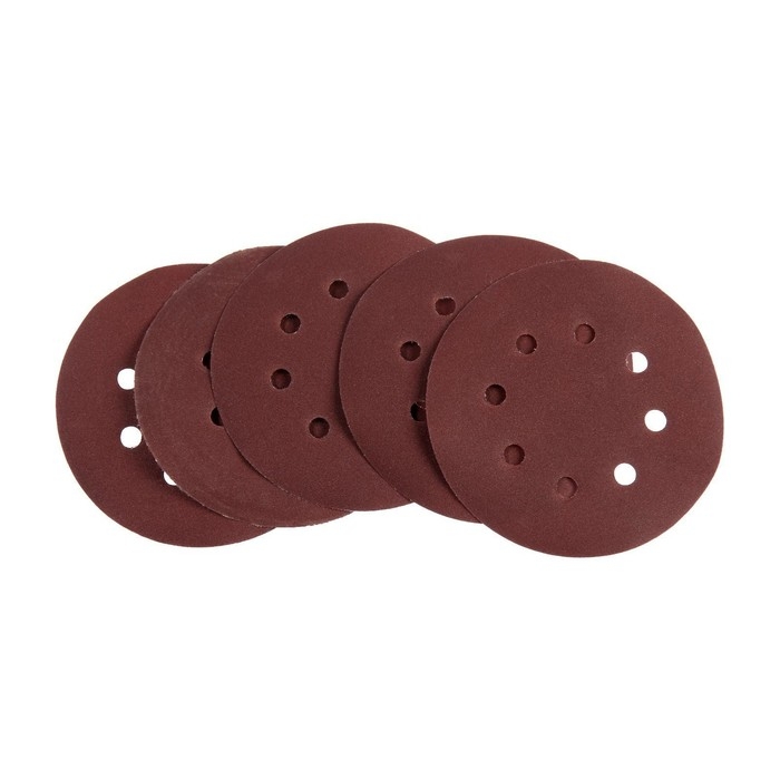 Круг абразивный шлифовальный под  Круг абразивный шлифовальный под "липучку" ТУНДРА, перфорированный, 150 мм, Р240, 5 шт.