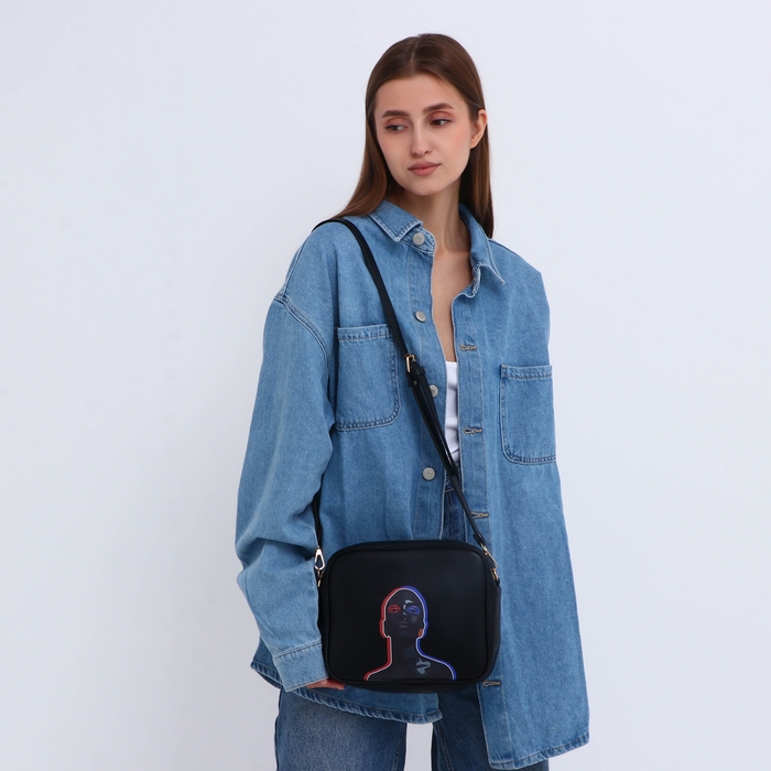 Сумка женская через плечо TEXTURA, маленького размера, цвет чёрный Сумка женская через плечо TEXTURA, маленького размера, цвет чёрный