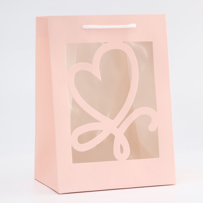 Пакет подарочный с фигурным окном, 18 х 13 х 25 см, розовый Пакет подарочный с фигурным окном, 18 х 13 х 25 см, розовый