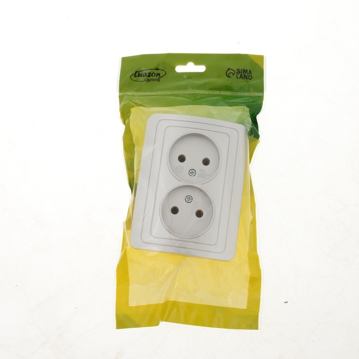 Розетка двухместная Luazon Lighting  Розетка двухместная Luazon Lighting "Орион", 10 А, скрытая, без з/к, серебристая