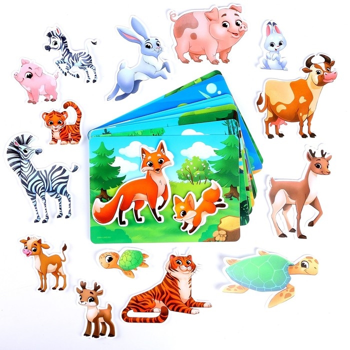 Развивающая игра на липучках «Изучаем животных. Мамы и малыши» Развивающая игра на липучках «Изучаем животных. Мамы и малыши»