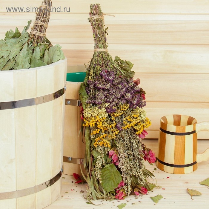 Веник для бани 45 (+-5) см Веник для бани 45 (+-5) см "Травяной коктейль" из донника, мяты, душицы, полыни и пижмы