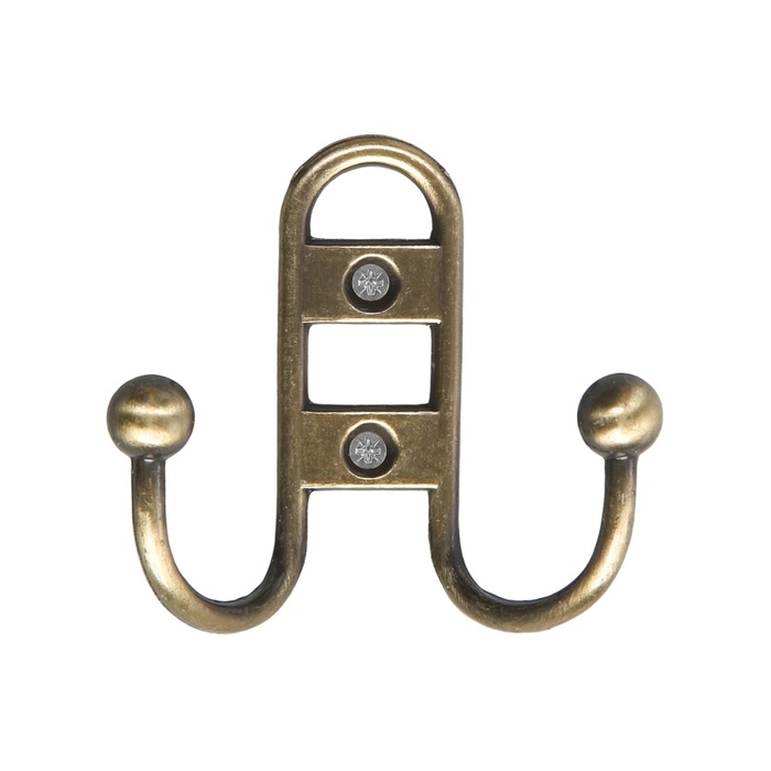 Крючок мебельный ТУНДРА TKD017, двухрожковый, бронза Крючок мебельный ТУНДРА TKD017, двухрожковый, бронза