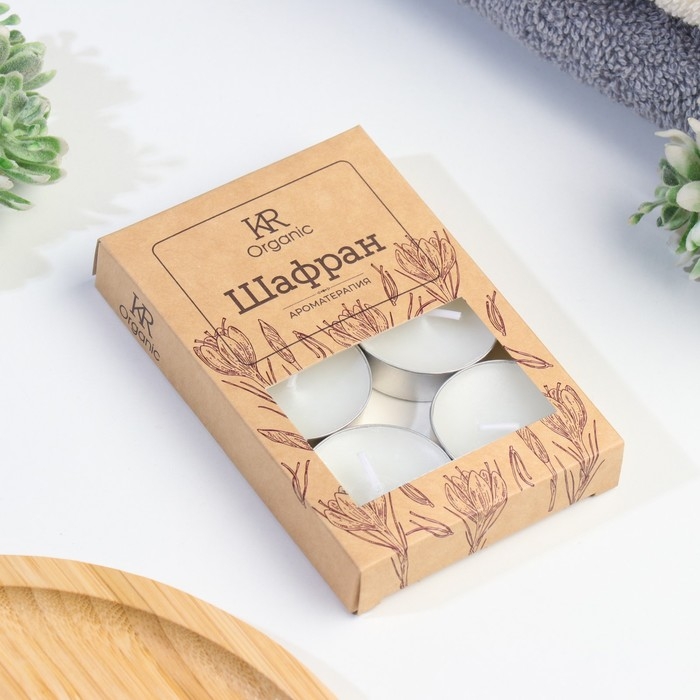 Свеча чайная ароматическая 6 шт.в под.коробке,  Свеча чайная ароматическая 6 шт.в под.коробке, "Шафран"