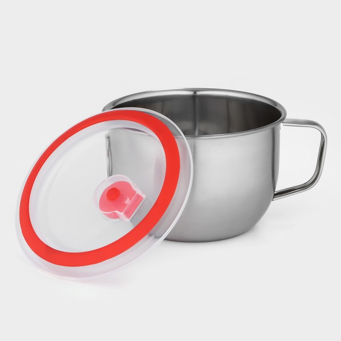 Кружка из нержавеющей стали с вакуумной крышкой, 1,3 л, d=15 см Кружка из нержавеющей стали с вакуумной крышкой, 1,3 л, d=15 см