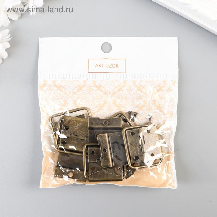 Петля накладная с упором угол открывания 90 градусов + гвозд. бронза набор 5 шт 4,8х2,4 см Петля накладная с упором угол открывания 90 градусов + гвозд. бронза набор 5 шт 4,8х2,4 см