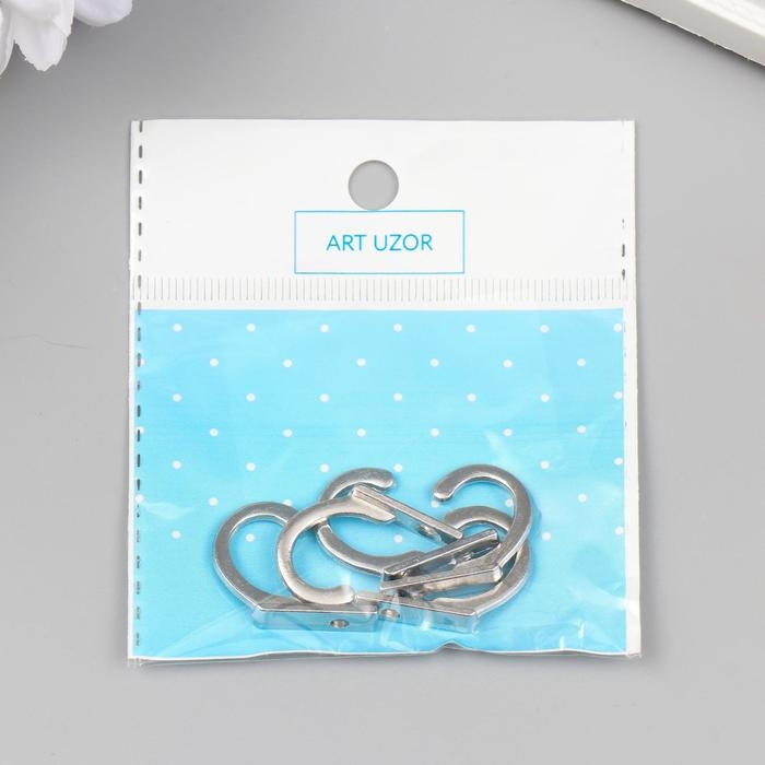 Крючок металл (набор 5 шт) серебро 2,7х0,6 см Крючок металл (набор 5 шт) серебро 2,7х0,6 см