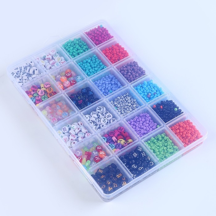 Набор для создания украшений, набор цвета, 24 вида бусин, леска, ножницы, пинцет Набор для создания украшений, набор цвета, 24 вида бусин, леска, ножницы, пинцет