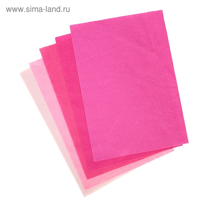 Фетр цветной мягкий A4 deVENTE. Фетр цветной мягкий A4 deVENTE. "Оттенки розового" 5 цветов, 5 листов, толщина 2 мм