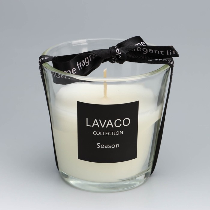 Свеча ароматическая в стакане  Свеча ароматическая в стакане "Lavaco", жасмин, белая, 7,5х7,5 см