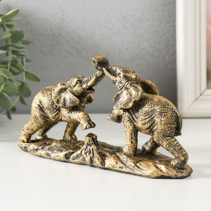 Сувенир полистоун Сувенир полистоун "Игры слонов" под бронзу 19х5,5х9,5 см