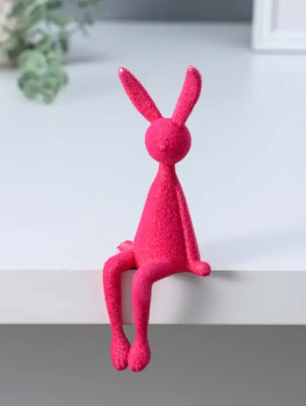 Сувенир пластик на полку "Зайчик" ярко-розовый 5х5,5х15 см