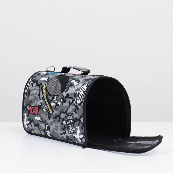 Сумка-переноска каркасная  Сумка-переноска каркасная "Камуфляж", размер L, 53 х 21 х 29 см