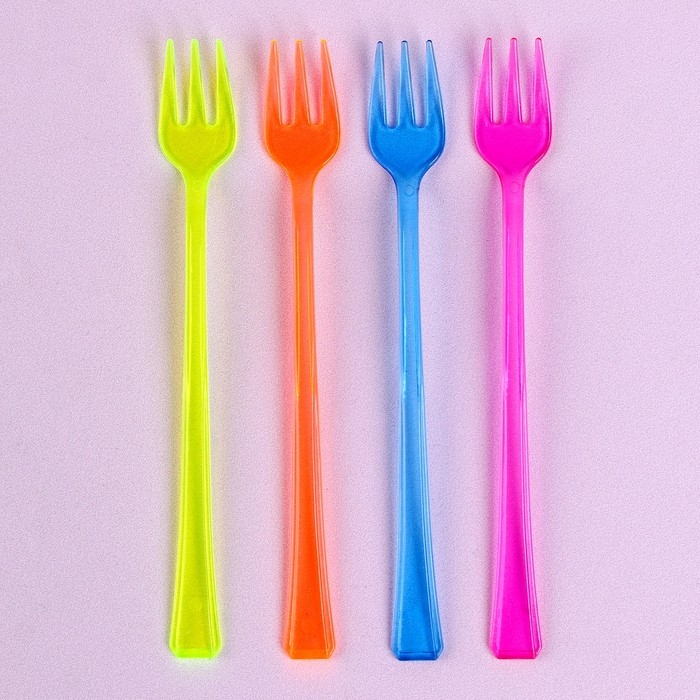 Вилки пластиковые, в наборе 12 штук, цвета МИКС Вилки пластиковые, в наборе 12 штук, цвета МИКС