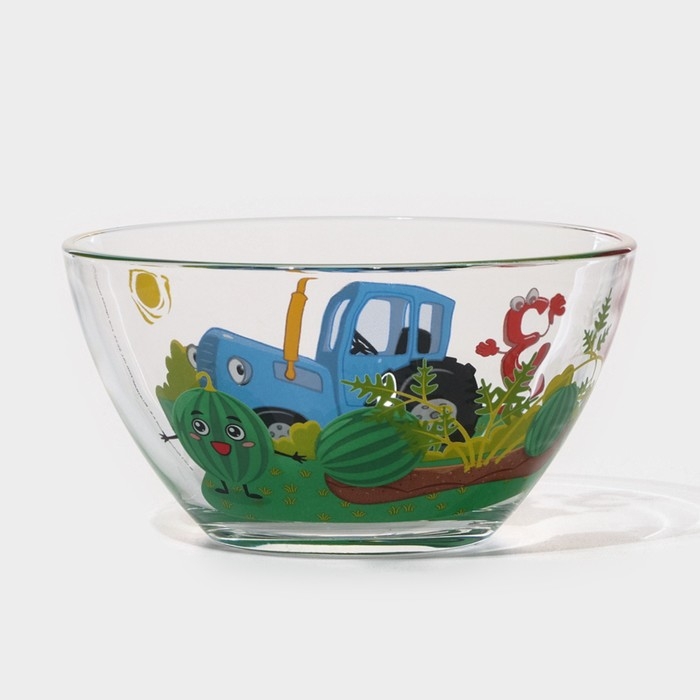 Салатник «Синий трактор. Цифры», 500 мл, d=13 см, h=6,7 см, стекло