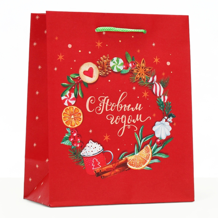 Новый год. Пакет подарочный Новый год. Пакет подарочный "С новым годом", 18 х 22,3 х 10 см.