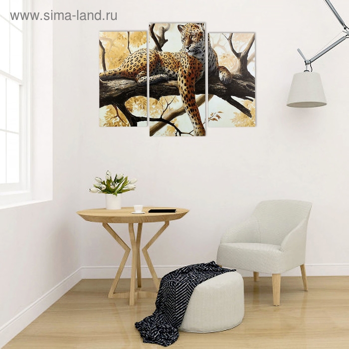 Картина модульная на подрамнике  Картина модульная на подрамнике "Гепард на отдыхе" (2-25х50, 30х60 см) 80х60 см