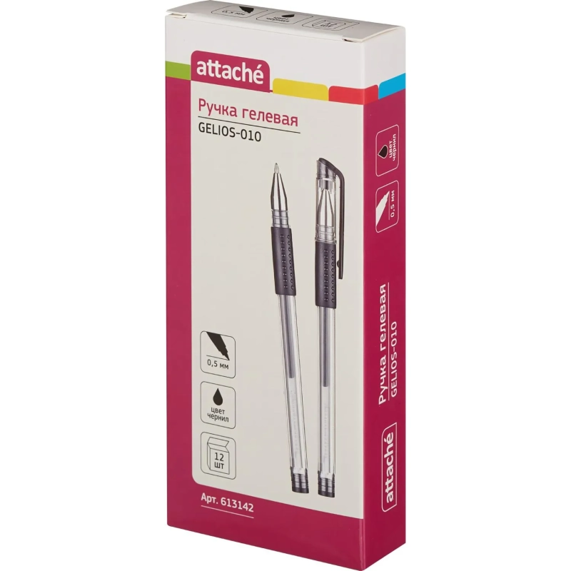 Ручка гелевая неавтомат. Attache Gelios-010 черный стерж, 0,5мм,манж