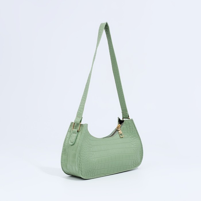 Сумка-багет на молнии, цвет зелёный Сумка-багет на молнии, цвет зелёный