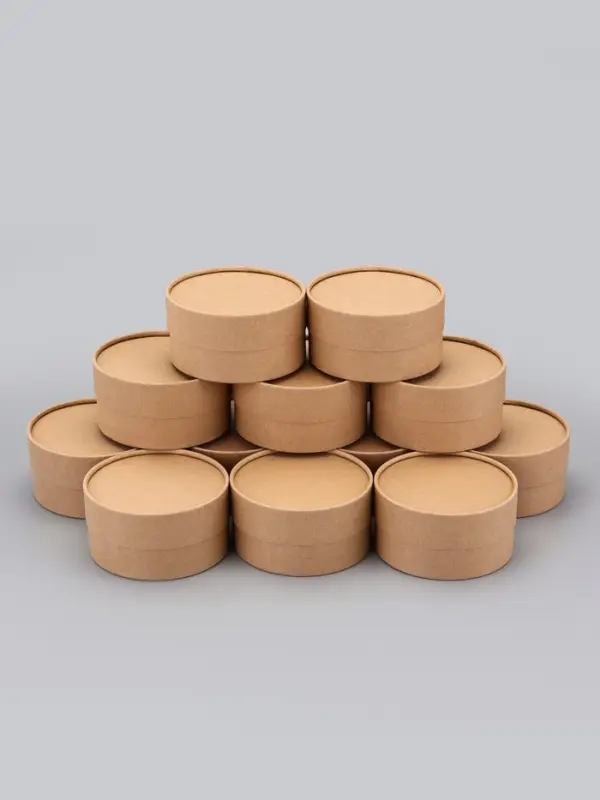 Набор круглых подарочных коробок, завальцованные крафт, набор 12 шт., 12×6 см