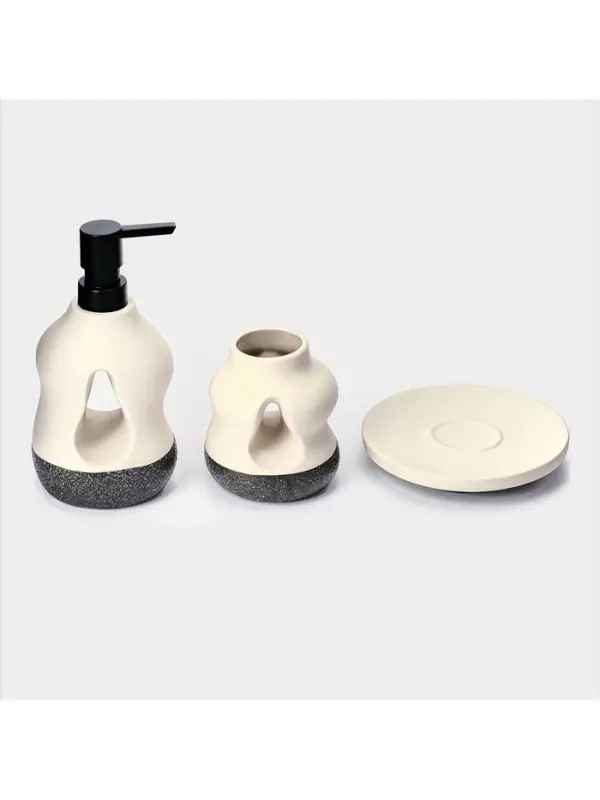 Набор для ванной SAVANNA &laquo;Изгиб&raquo;, 3 предмета, дозатор для мыла, стакан, мыльница